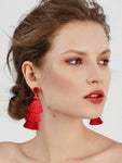 Tassel Earrings - Red